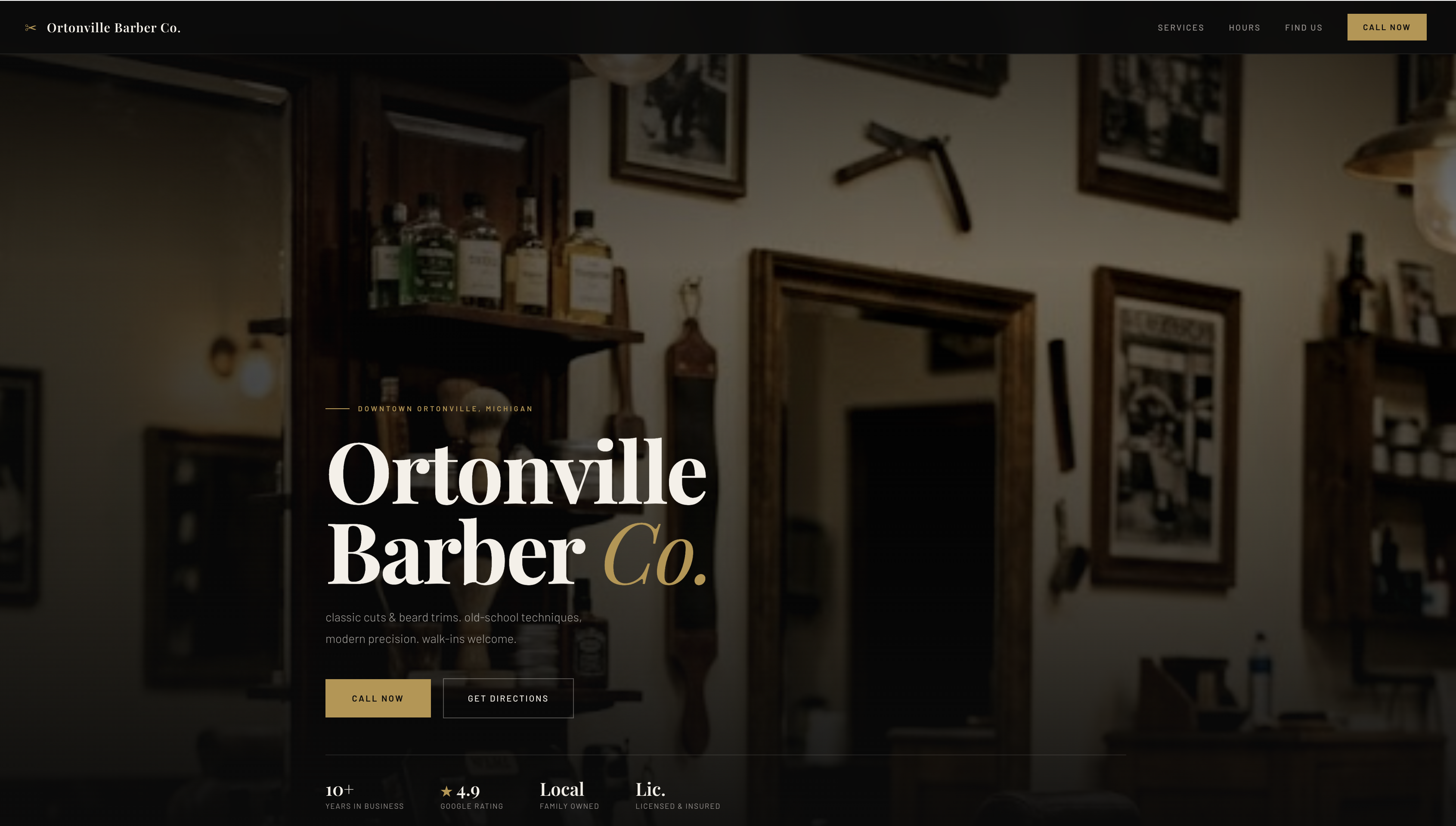Ortonville Barber Co. website screenshot